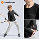 Moodytiger children's long-sleeved T-shirt warm and elastic spring and autumn boys' tops round neck simple and comfortable bottoming girls' sportswear