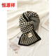 Hengyuanxiang cashmere scarf new fashionable and versatile autumn and winter atmosphere student knitted warm hunting dog pattern warm cashmere scarf for women, brown color (rippled houndstooth-warm scarf)