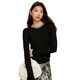 Romon High-End-Pullover für Frauen 100% Wollbasis-Hemd für Frauen 25 Frühlings- und Herbst-Neustil Slim Pitching Perlen Inner Pullover Schwarz L.