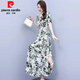 Pier Cardin Madre de mediana edad M Mother Summer Temperament Vestido de gasa 2025 NUEVA FURAN FURMA FALDITA LUXURY LUXURY FALDE 9738 FLEAR VERDE L (96-106JIN [Jin equivale a 0.5 kg])
