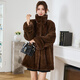 
Winter home brand imported fur mink coat for women's whole mink medium-length vertical lapel mink coat for women's cloak style, brown color, one size 180Jin [Jin equals 0.5 kg] (cloak loose version)