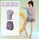 BESTEL FORTSPORTS -Frauen losen Anzug kleiner Yoga -Fitness -Kleidung lila Top + Black Shorts XL