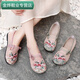 Qingzhong Qiao Summer Mesh Women's Zapatos de mujer suave Madre Beijing Zapatos de tela Nuevo Chino Fashionable Soft anchos zapatos bordados para mujeres Pink 35