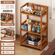 Baizhong tea rack storage rack bamboo non-solid wood tea rack storage cabinet living room small Bogu rack tea room multi-layer tea set rack three-layer simple style 50 long