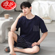 浪莎（LangSha）睡衣男款男士夏季棉绸短袖2025新款夏天青少年恬淡家居服套装夏款 YSX:9720深色格子裤 棉绸套 头短 L 【不起球/不褪色】