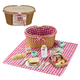 Fisher-Price Girls Juguetes para niños Regalos de cumpleaños House Fisher Wooden Building Blocks Canasta de picnic Hxt81