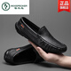 Specht Herrenschuhe Sommer 2025 Neue hohle atmungsaktive M.-Beanie-Schuhe echte Lederweiche Sohle ein Fuß Pedal Fahren lässige Lederschuhe Schwarz-9901 Atmungsaktiv 38 Standard Lederschuhe Größe