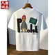 Vancl Eslite Large Size 200 Jin [Jin ist gleich 0,5 kg] Rundes T-Shirt aus dem runden Hals für Männer 2025 Sommer Hong Kong Style PRINTED COTWON T-SHIRT plus Fett und größere Männer JSW9928 White M Empfohlen 90-108 Jin [Jin gleich 0,5 kg]