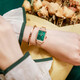 Olevs [Freundin] Klassische Quartz Watch Chinese Trendy Watch Fashion Watch Women's Watch Wasserdes Retro Small Green Watch Geschenk [Temperament und vielseitig] Zeit 6624L Rose Mesh Rose Shell Grün 29 mm Zifferblatt Durchmesser: 22x