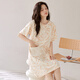 PALANDO Pure Cotton Damen-Pyjamas mit Brustpolster weicher hautfreundlicher Kurzärmel-Nachthemd im Sommer Cool Home Mode Pyjamas außerhalb Pa-Yx-Women-X12532 M