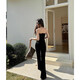New summer hot girls must wear breasts and waist-retracting and micro-shaping fish bones and strapless V-neck sexy outerwear beautiful back top for women black [KK-K1048] 2XL