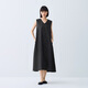 Muji Women's Cotton Chanvre Hobe sans manches Robe de femme Robe d'été Robe longue BCD91C5S Black L (165 / 88A)