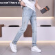 
Jiumuwang's new handsome personality retro trend embroidered print pattern versatile youth jeans men's trendy style 9855 sky blue 28