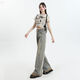 Yan Rui nostalgic blue fur edge wide-leg jeans for women in summer 2025 high waist draping loose slimming straight mopping floor Nostalgic blue [extended 163cm or more] TH1048 M