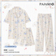 Langsha 2025 Neue Pyjamas für Frauen im Sommer reines Baumwoll kurzärmelige Ins Cute Yugui Hund Internet Promi Sommer dreiteils Set Yunduo Cotton-J9901# Paradise Puppy Drei-teilige Set M [Vorschlag 75-100jin [Jin gleich 0,5 kg]]