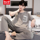 Catman Miiow Pure Cotton Pyjamas Herren Sommer kurzärmelige Hosen Jährlich-auf-Sommer-Dünne Baumwolle Largesize Casusize-Home-Kleidungsstückset YS9201 L Geeignet für -120jin [Jin gleich 0,5 kg] Verschleiß