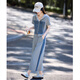 Shangjing Casual Cost for Women the Summer New Women's Denim Splicing Hooded Sweat-Sweat à manches à manches pantalons larges en deux pièces pour femmes