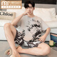 Modal Pyjamas Herren Sommer Baumwolle kurzärmelig dünne Stil plus Fett Plus-Size Cartoon Teenager Student Big Boy Anzug kurzer WB1517 3XL Empfohlener Größe 185, Gewicht 180-2
