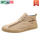 
CARTELO 2025 winter men's shoes new style cloth shoes men's plus velvet warm cotton shoes zipper trendy shoes casual shoes canvas shoes 9922 all black [added velvet] 39 [leather shoes size]