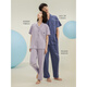 Hengyuan Xiang cool cotton couple pajamas for women for summer short-sleeved home clothes for men for outdoor breathable thin set 16859A men's style L