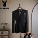 Playboy high-end suit suit for men, wedding and groom, formal fit, anti-wrinkle, no ironing, high-end business professional suit dress, 8031 black, L 113-123Jin Jin is equal to 0.5 kg