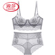 
LangSha Victoria Sexy Embroidery Sexy Lace Covered Bra Collection Lingerie Sponge-free Bra Set Grey [Set] 70B