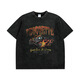 Yunzhaolu XFM national trend brand vintage retro print heavy wash-out short-sleeved T-shirt ins small neckline half-sleeved tee X6630 M