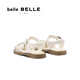Belle Girls' Shoes Holiday Style Roman Sandals Shopping Mall Same Style Hollow Casual Sandals 15000B75 Beige 28