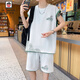 
AEMAPE ice silk sports vest suit men's summer new fake two-piece sleeveless T-shirt vest trendy men's outfit T 6189 white coffee set 2XL about 140-155 Jin [Jin equals 0.5 kg] can be worn