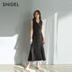 SNIDEL2025春夏新品优雅翻领收腰罗纹针织鱼尾连衣裙SWNO252056 薄荷绿 均码 (F)