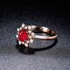 Tingliang 1 carat pigeon blood red ruby ring 18K gold inlaid with diamond colored gemstone ring snowflake style size message (10 to 20) ready stock