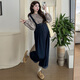 Junyanmi Mutterschaftsanzug Spring- und Herbstanzug 2025 Mutterschaftsanzug Spring Frühling Neue koreanische Version Casual einfacher Denim -Gurtanzug Denim Overalls L.