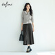 EIFLI (EIFINI) EIFLI Classic Simple Texture plisado Falda larga para mujeres 2025 Autumn New Versatile Casual Commuter Skirt, Sandalwood Gray, versión media de longitud media, cinturón libre con un solo pedido l 110-125Jin [Jin equivale a 0.5 kg]