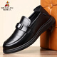 Scarecrow business casual shoes men's first-layer cowhide shoes men's formal shoes lazy slip-on beanie shoes black 43
