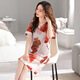 Langsha Pajamas pour les femmes en cardigan d'été Ice Silk Silk à manches courtes et une pièce de nuit peut être portée avec imitation Silk I Silk Air Claigning Clothes Home Clothes Pyjamas 7xrmdf-9930 M Femmes [80-100jin [Jin est égal à 0,5 kg]]]