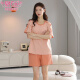 Modal summer pure cotton pajamas women's pullover round neck short sleeve suit thin comfortable and casual women can wear home clothes outside Z9859 XL [recommended 120-140Jin [Jin equals 0.5 kg]]