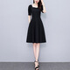 Pier Cardin Black Simple Nouvelle robe pour femmes 2025 Été Nouveau tempérament mère grande taille de taille en milieu de taille jupe tendance 7170 court M