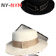NY-NYM autumn and winter woolen French socialite white flat top hat female British retro fashion Hepburn hat black adjustable