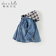 DAVE&BELLA children's denim shirt spring new boys hoodie pure cotton children's long-sleeved jacket baby clothes denim blue ready stock 80 cm (recommended height 73-80cm)