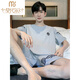 Modal Herren Pyjamas Herren Sommer Dünne kurzärmelige Shorts sowie Fettpläuse und junge Menschen können außerhalb von 9922# L [Vorschlag-120jin [Jin gleich 0,5 kg] tragen]