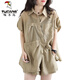 
Woodpecker summer outfit with a complete set of sports suits for women 2025 new irregular sun protection short-sleeved shirt wide-leg shorts black XL [recommended 115-130Jin [Jin equals 0.5 kg]]