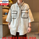 Meloban Pure Coton Shirt Shirt Men's Summer Sexy Shirt Men's Men's Loose Casual Retro Fin Veste 898 Gray 3xl Environ 160-180 Jin [Jin est égal à 0,5 kg] peut être porté