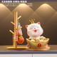 Yunya Lucky Cat Wohnzimmer Eingangsaufbewahrungsschlüssel und wohlhabende Ornamente für Hauseinrichtungsdekorationen bewegte Geschenke Yuanbao Rettung Katze + Holzrahmen + Fotorahmen + Ballon Katze 2 Katzen