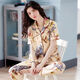Pyjamas d'âge moyen de beauté urbaine pour femmes en été pure coton pantalon à manches courtes cardigan mère florale style mère lâche d'âge moyen et de maison âgée Q9922 # m (recommandé 80-105jin [Jin est égal à 0,5 kg] à porter)