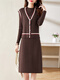 TJQ ​​Luxury High-End-Marke Strickkleid für Frauen 2025 Herbst Neue Mode Casual Slimming und altersreduzierende Moderock Kaffee m