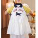 Ttpmer Girls Sommer Mode Polo-Rock kurzärmelige Kinderstil Kleid 9221-Kartoon Katze Polo-Rock 110