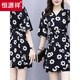 Hengyuanxiang Einzelstück/Anzug Sommer modische Kleidershorts Anzug Frauen Slim Casual Chiffon Shorts Zweiteiler griechischer Blumenstil [Rock + Hosen] m