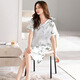 Langsha Pajamas pour les femmes en cardigan d'été Ice Silk Silk à manches courtes et une pièce de nuit peut être portée avec imitation Silk I Silk Air Claigning Clothes Home Clothes Pyjamas 7xrmdf-9930 M Femmes [80-100jin [Jin est égal à 0,5 kg]]]