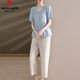 
Pier Cardin Mom Summer 2025 New Set Fashionable Middle-aged Women's Summer Short Sleeve Shirt Fashionable Wide Leg Pants Two-Pack Show 9435 Light Green Set L [Suggested 90-105Jin [Jin equals 0.5 kg]]