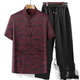 
SMVP Tang suit summer mulberry silk men's suit silk middle-aged and elderly short-sleeved thin shirt cotton dad summer suit grandpa China wine red top average size 3890-100Jin [Jin equals 0.5 kg]
